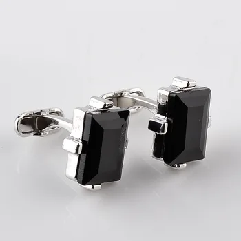 

24 Pairs/Lot Hyperbole Cufflinks Square French Shirt Link Cuff Black Rhinestone Jewelry For Men Bulk Wholesale