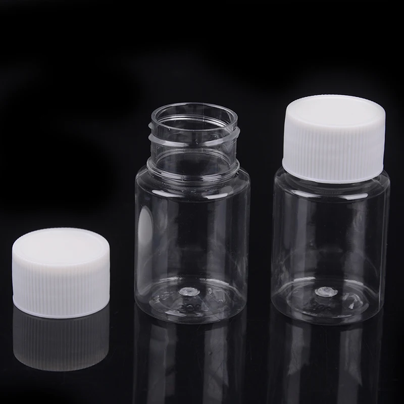 

2Pcs 30mlTransparent Plastic PET Refillable Seal Bottles Vials Reagent Store Container Plastic Screw Cap