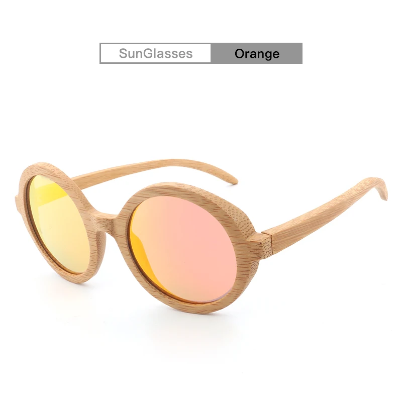 AZB деревянные очки, солнцезащитные очки, женские солнцезащитные очки, lunette de soleil femme, мужские очки, Бамбуковая оправа, женские очки - Цвет линз: orange