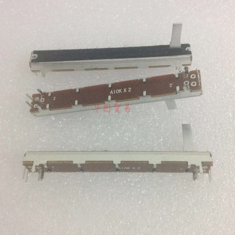 1 шт. SL6021G A10K 75 мм микшер слайд потенциометр/длина хвостовика 15MMC A10Kx2 двухканальный фейдер переменные резисторы