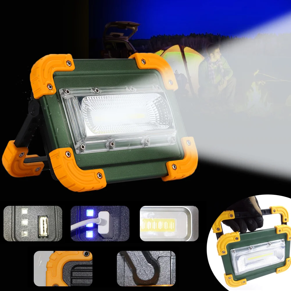 COB LED Lamp Portable Adjustable AC220V Rechargeable Work Light 1500 Lm 30W Car Fixing Lantern Camping Outdoor Lights