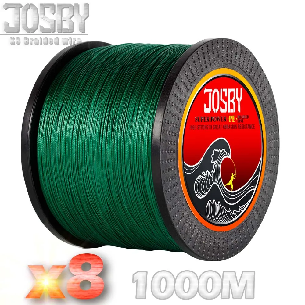 

JOSBY 8 Strands 1000M PE Braided Fishing Line tresse peche Saltwater Fishing Weave Superior Extreme Super Strong 12LB to 78LB