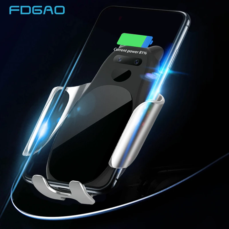 

FDGAO 15W Qi Wireless Car Charger For iPhone XS XR X 8 Samsung S10 S9 Xiaomi Mi 9 Automatic Mount Fast Charging Car Phone Holder