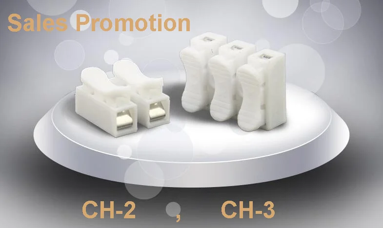 

10pcs/lot 2p/3p Spring Splice Terminal Crimp cable Connector terminal Block Easy Fit for led strip CH-2/CH-3