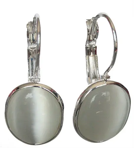 

FREE SHIPPING new white opal 925 Solid Sterling Silver Leverback Earrings 1 1/10
