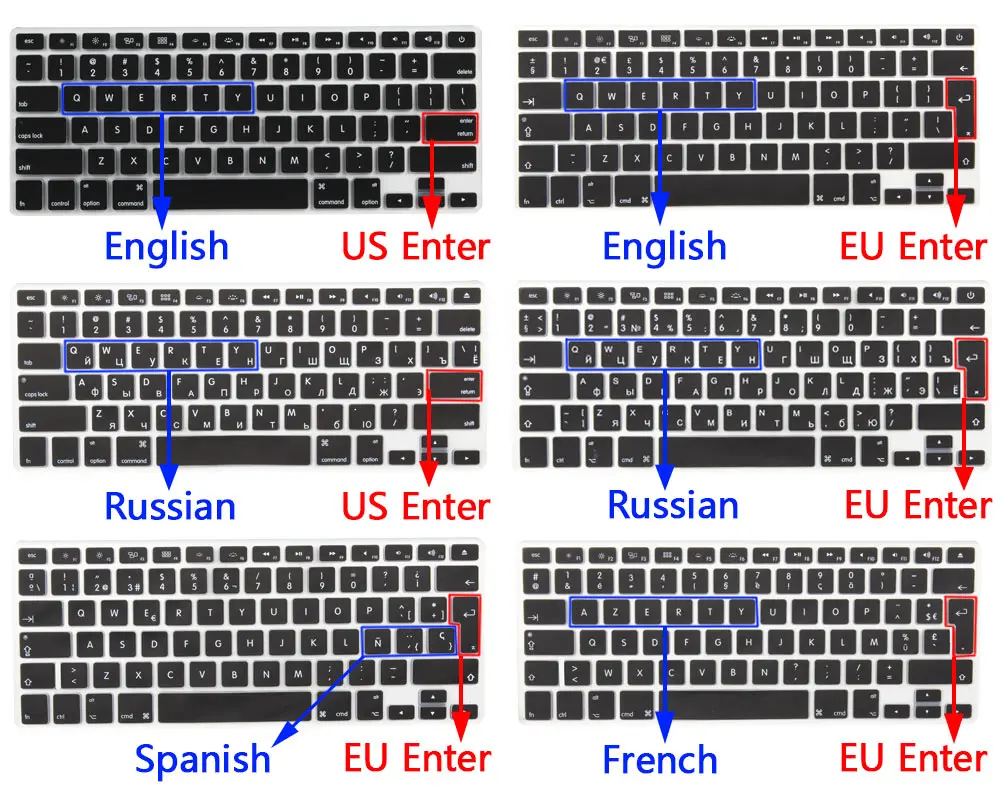 ЕС входит испанская накладка на клавиатуру для Air 13 retina 13 15 Pro 13 15 17 замечательный тонкий стикер клавиатуры