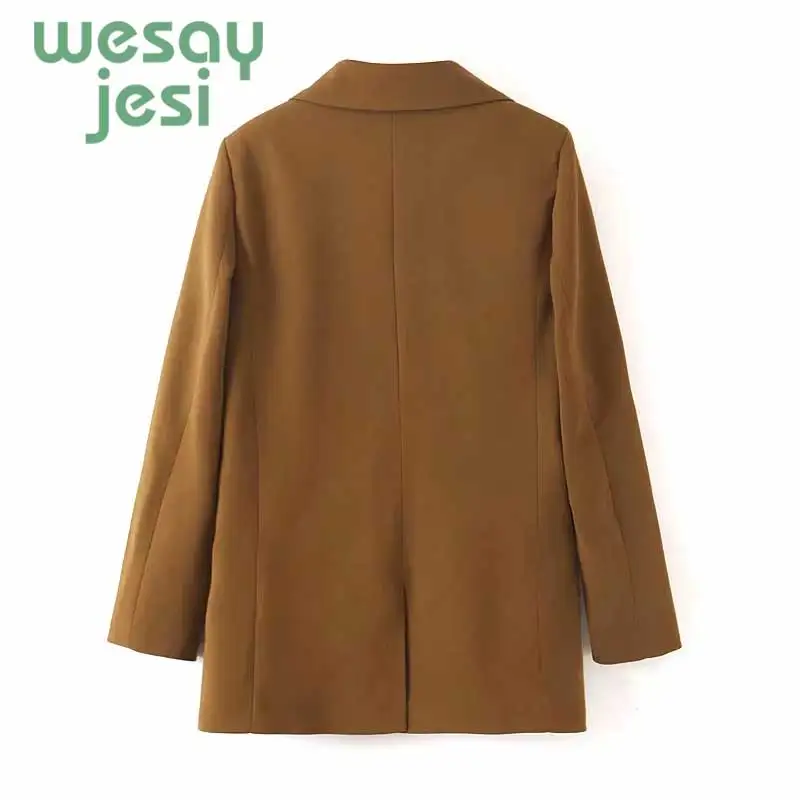 Vintage Bouble Breasted Plaid Women Blazer Pockets Jackets Female Retro Suits Coat Leisure Khaki Blazer Loose Coat Streetwear Vintage Bouble Breasted Plaid Women Blazer Pockets Jackets Female Retro Suits Coat Leisure Khaki Blazer Loose Coat Streetwear