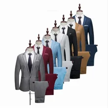 Тонкий брендовый мужской костюм, модный однотонный костюм, повседневный приталенный мужской костюм из 2 предметов, мужские свадебные костюмы, куртки, мужской маленький Азиатский размер