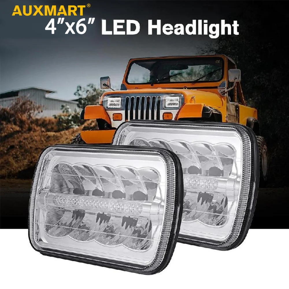 

Auxmart H4 Car Headlight 4x6" LED Projector Headlights Hi-Lo Beam for Jeep Cherokee XJ Ford GMC Peterbilt