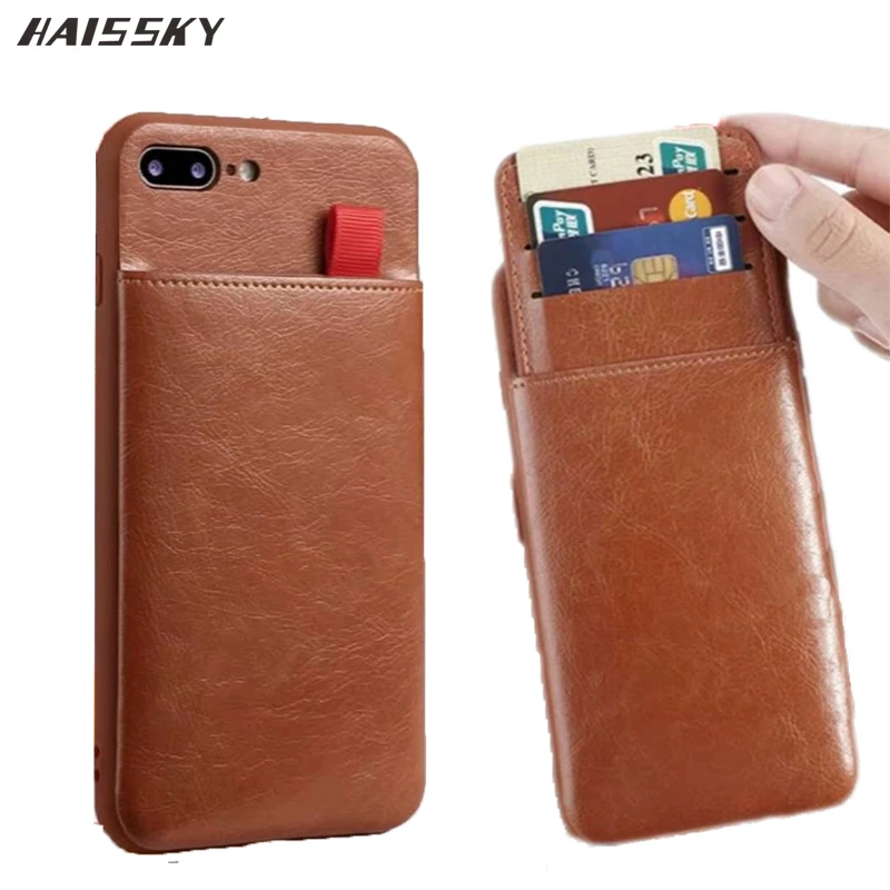 

HAISSKY Leather Card Pocket Case For iPhone X 7 8 Plus 6 6s Plus Case Wallet Bags Luxury Flip Cover For iPhone X 10 Phone Case