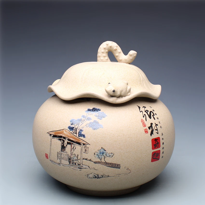 Chinese style unique caddy Queen lotus shaped lid ceramic seal food cans Sugar Bowl wake up