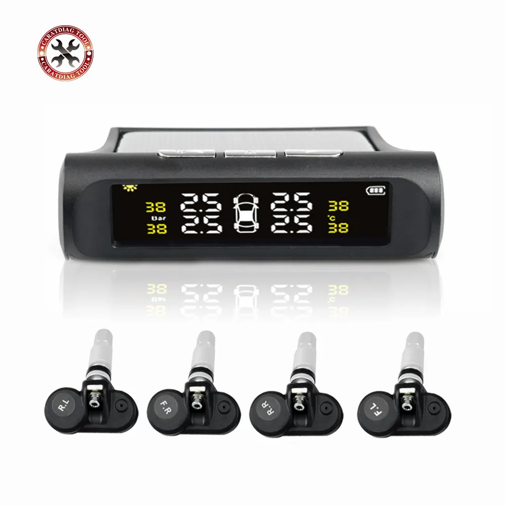 

New Version Car Tire Pressure Alarm Monitor System Real-time LED Display Solar power tpms with 4 Internal sensors