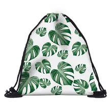 BU logo Kids Backpack 3D leaf prints travel softback bag women mochila drawstring bag boys backpacks