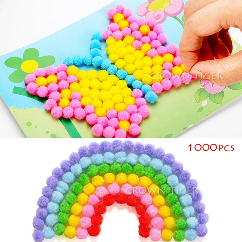 1000 шт 10 мм мягкие круглые пушистые Помпоны разноцветные помпоны для детского сада DIY игрушки для детей для девочек и мальчиков