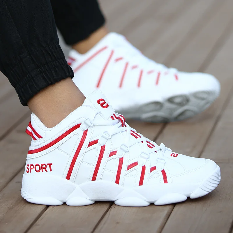 Kopen Nieuwe Merk Basketbal Schoenen Mannen Vrouwen High top Sport Demping Hombre Atletische Heren Schoenen Comfortabele Zwarte Sneakers Plus Size