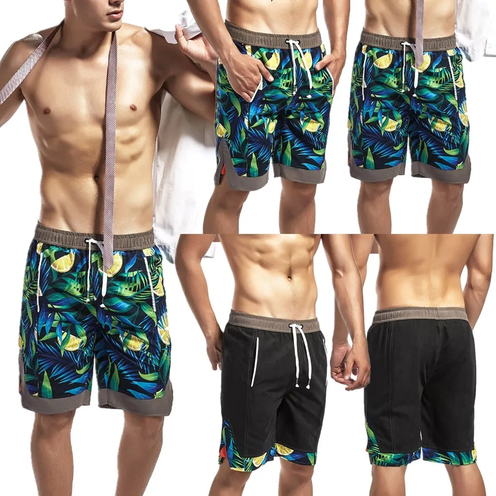 Для Мужчин's мужские шорты для купания под УФ лампой из быстросохнущего печать одежда для серфинга, Пляжная, пляжные Бег лето эластичный шнурок на талии shortsL0319