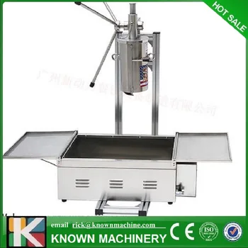 

Free Shipping Stainless steel 5L Manual Spanish Donut Churros filling machine with fine frying oven