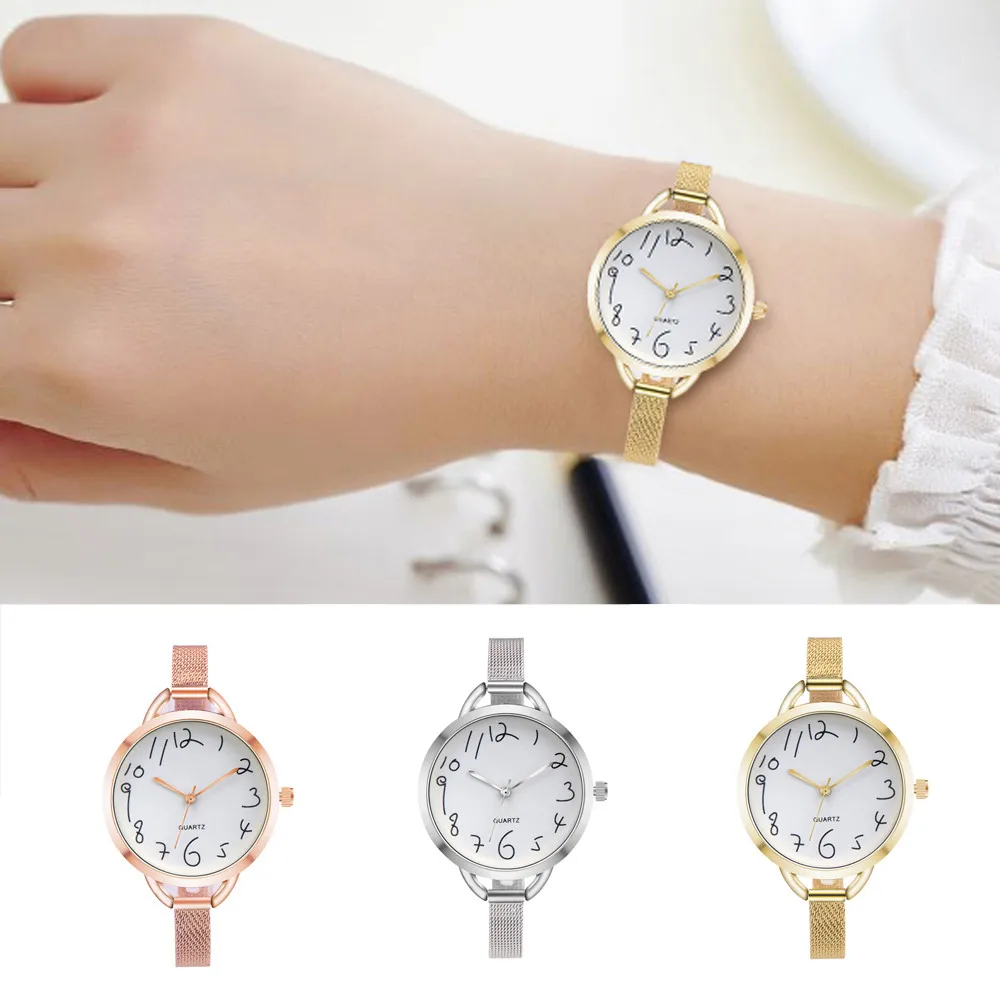 Очаровательные женские часы Кварцевые часы Женские брендовые наручные часы Стальной браслет тонкий ремешок Relogios женское платье повседневные часы