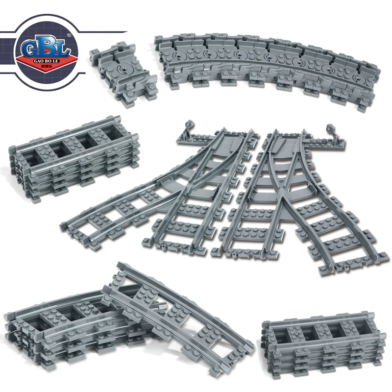 Ausini гибкий город, совместимый для лего поезда рельс трек модель железной дороги наборы форкированные прямые изогнутые строительные блоки кирпичная игрушка