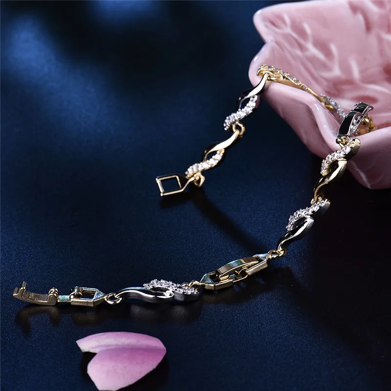 Женский браслет будонг с белым кристаллом и цепочкой из серебра/золота|bracelets