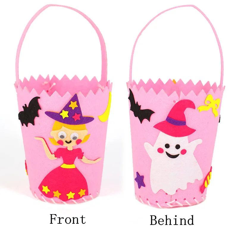 Halloween DIY Goodie Bag Kids Carry Pumpkin Bags Kindergarten Craft Toys DIY Handmade Material Package Candy Basket Props - Цвет: princess