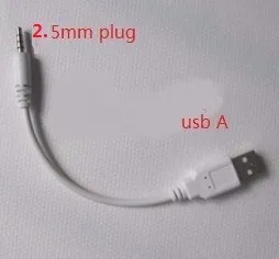 DHL. 300 шт./лот. 2.5 мм или 3.5 мм разъем для USB кабель для зарядки. 2.5 мм/3.5 мм USB MP3 кабель для передачи данных