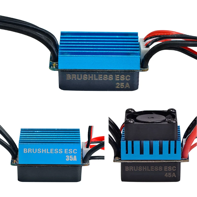 Водонепроницаемый бесщеточный контроллер скорости 25A 35A 45A 60A 80A 120A ESC для 1/8 1/10 1/12