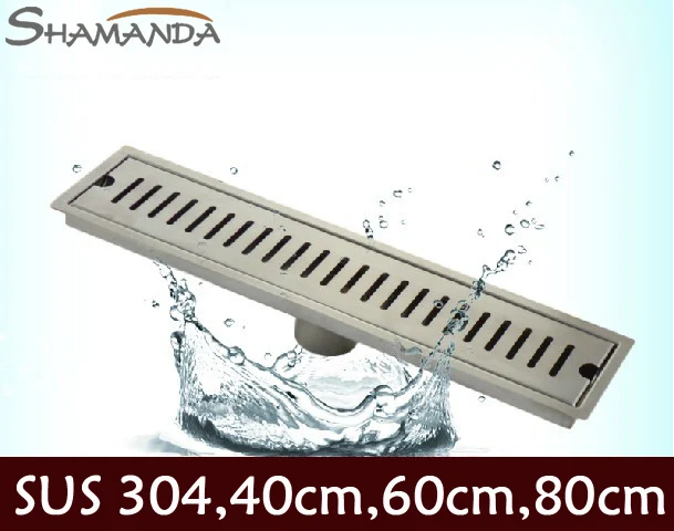 Free Shipping Bathroom 304 Stainless Steel Nickel Brushed 40cm Square Long Floor Drain Waste Grate -wholesale 24050 | Обустройство