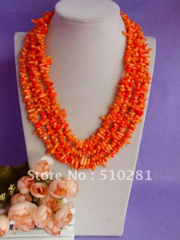 Free ship!!!Luxury Fashion Bridesmaid Bridal Wedding Party Gift Coral jewelry Orange Branch Coral Necklace