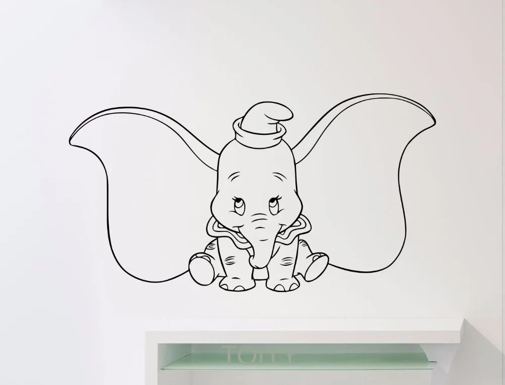 Dumbo L Elephant Sticker Dessins Animes Vinyle Autocollant Animal Accueil Enfants Fille Garcon Chambre De Bebe Interieur Art Decor Amovible Murale Aliexpress