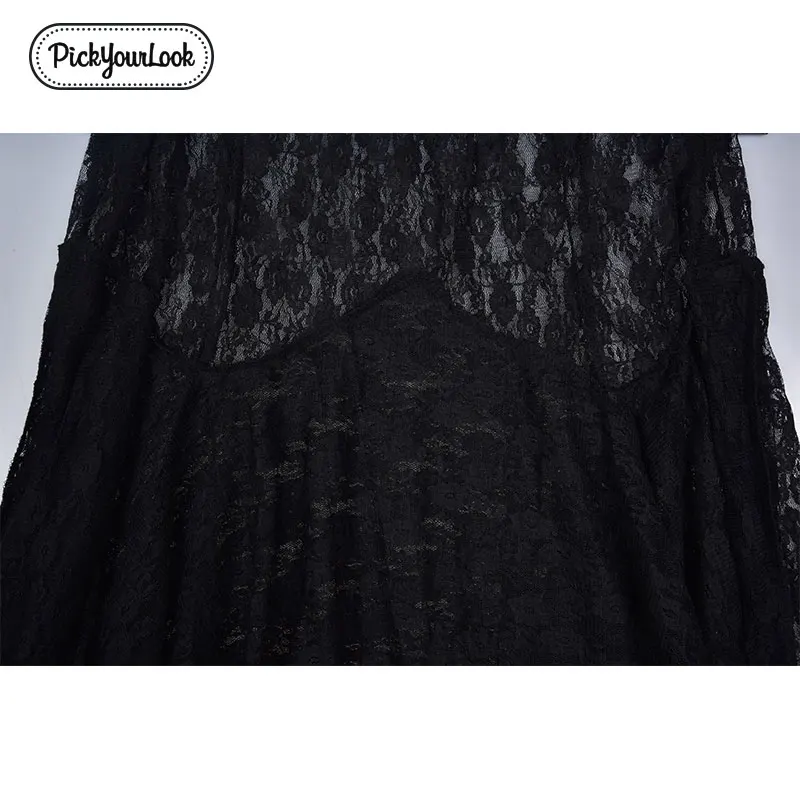 Pickyourlook кружевное женское платье макси плюс размер летнее черное сексуальное Клубное платье с низким вырезом на спине Robe Femme свадебное вечернее платье больших размеров Vestidos