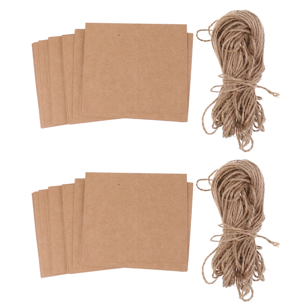 100x Kraft Blank Place Name Card Rustic Wedding Table Card Twins Bow