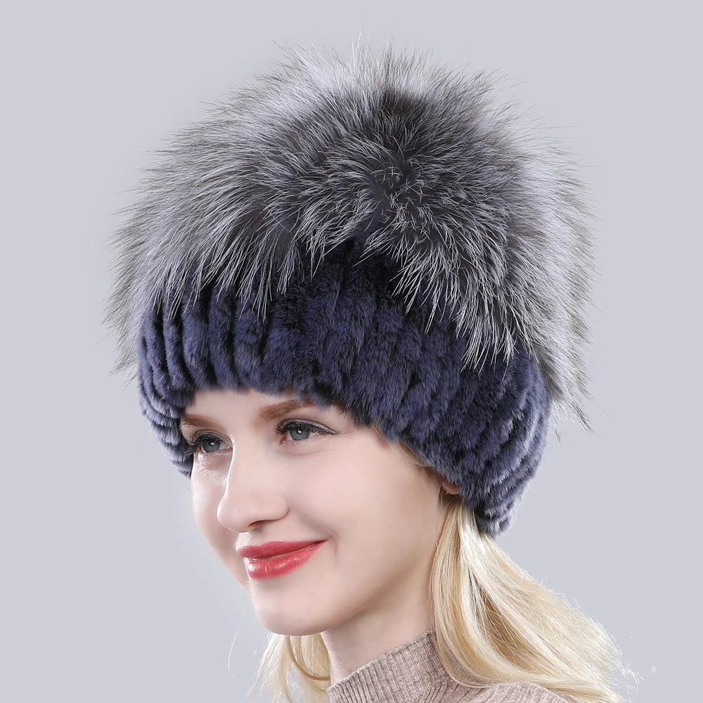 Шапка женская с мехом чернобурки|Женские Skullies и шапочки| |