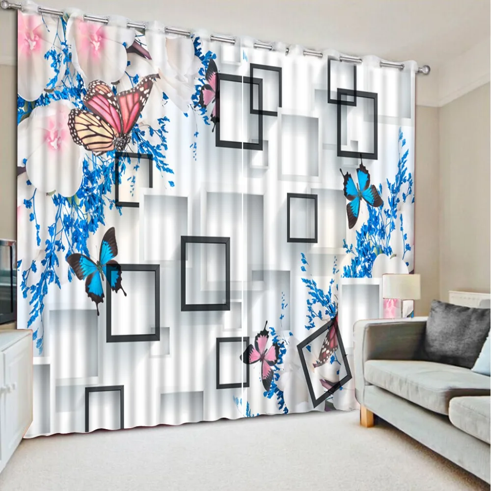 

Home Decor curtains for living room modern 3D flower butterfly High Quality Customize size Modern