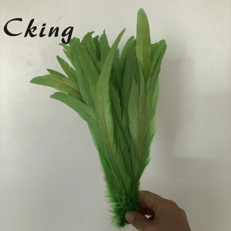 

Apple Green rooster feathers 100pieces 20-25cm 8-10inch rooster chicken feather masks hats diy jewelrys Carnival headwear wings