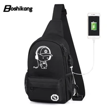 Boshikang Водонепроницаемый Sling Bag Для мужчин Мода сумка черный Цвет груди пакет Для мужчин Оксфорд женский и мужской Кроссбоди мешок школы