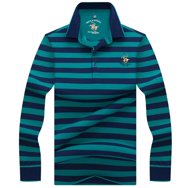 

2017 autumn winter new men polo High quality long sleeves striped polo shirt men fashion Casual solid polo shirt brand clothing