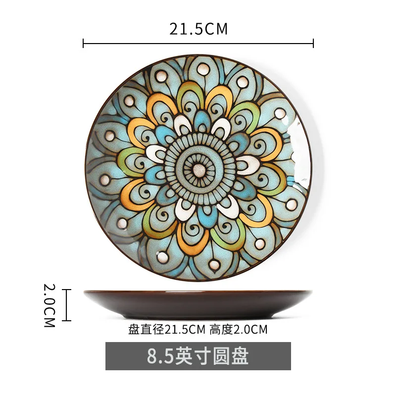 Креативная керамическая настенная тарелка, окрашенная вручную диск, домашнее украшение блюда, подвесная тарелка, тарелка для стейка, керамическая тарелка для ресторана