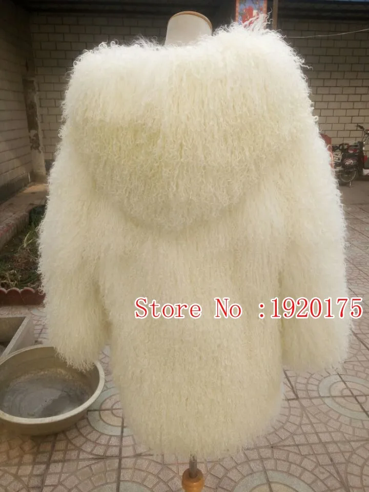 Женские настоящие монгольские овцы, шуба с капюшоном, Пляжная шерсть, мех средней длины, пальто из овчины, зимняя меховая верхняя одежда, Женская куртка