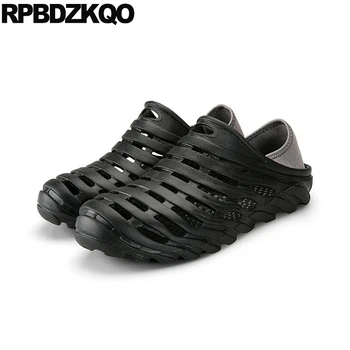 

Men Nice Garden Closed Toe Large Size Clogs 45 Mens Sandals 2018 Summer Outdoor Beach Big Slip On Shoes Black Gardening Rubber