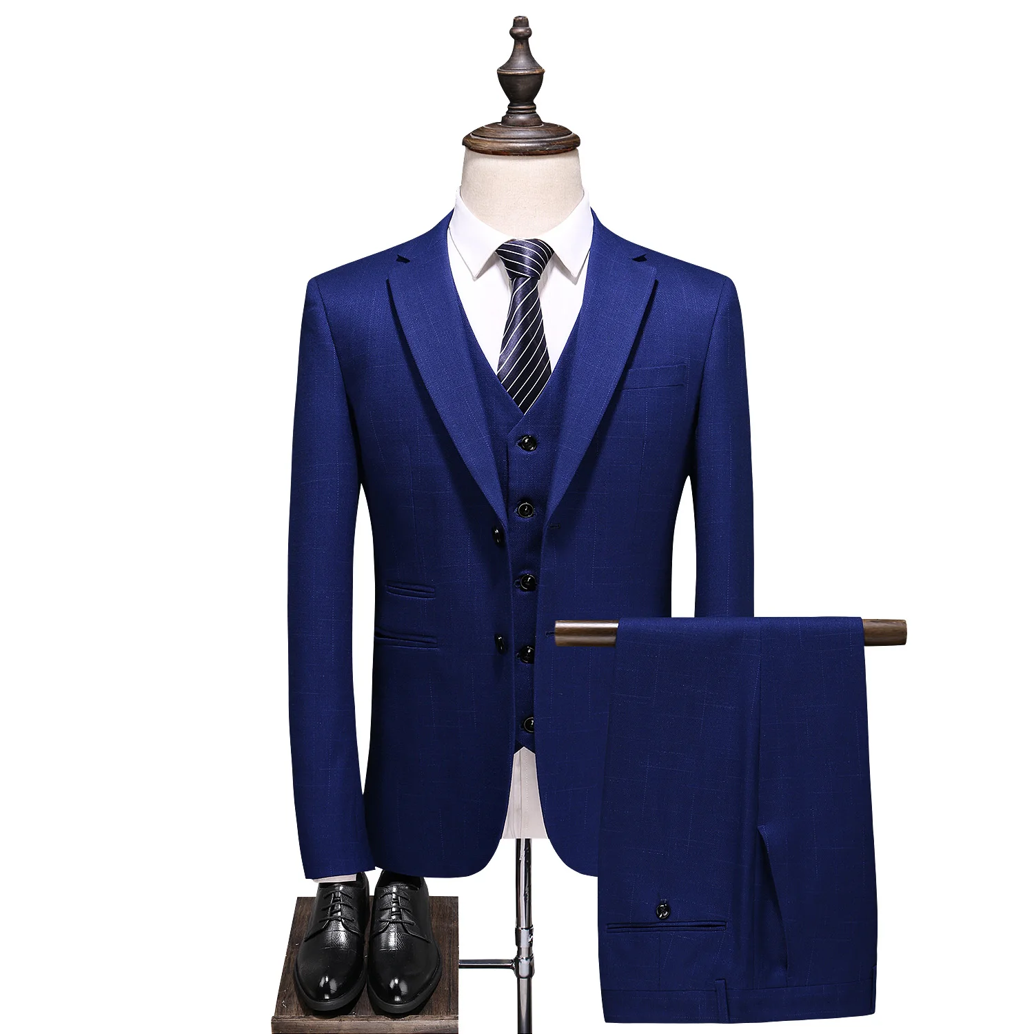 Костюм для мужчин, приталенный мужской Клетчатый костюм, высококачественные для жениха, Свадебный Дизайнерский Костюм из 3 предметов(Блейзер+ брюки+ жилет), Свадебный мужской костюм - Цвет: 6726