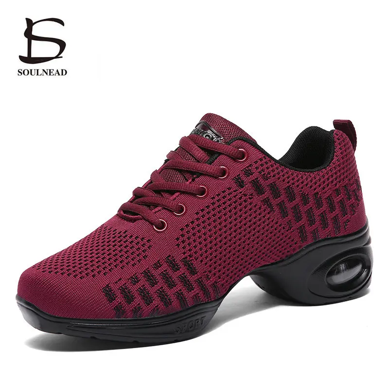 Sneakers Dance Shoes For Women Flying Woven Mesh Comfortable Modern Jazz Dancing Shoes Girls Ladies Outdoor Sports Shoes S-919