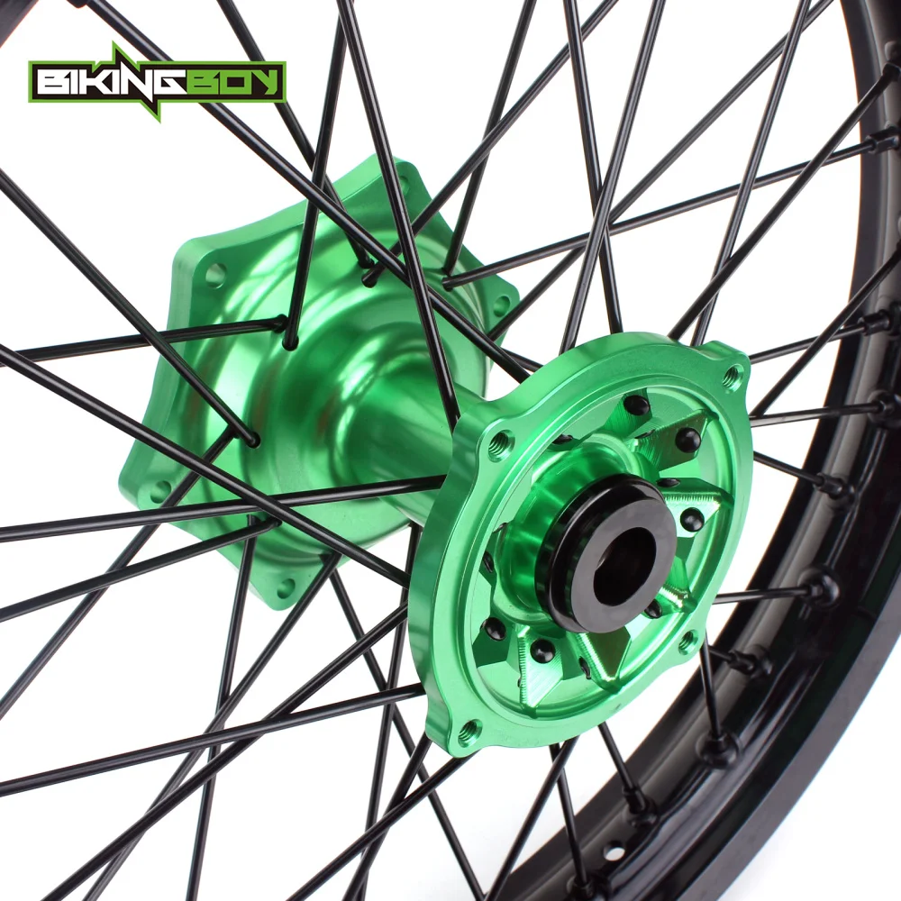 Задний обод колеса BIKINGBOY для мотокросса 18 &quotMX зеленый втулка с 36 спицами Kawasaki KX125