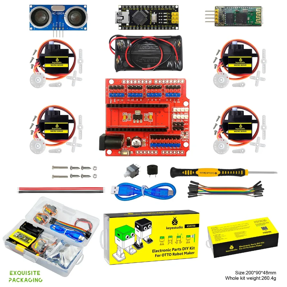 

Keyestudio DIY Project Starter Kit For Arduino OTTO DIY Robot (No 3D Body Printer Parts)