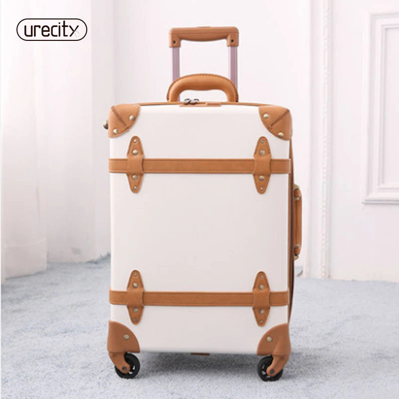Maleta de viaje 2018 maleta retro de cuero genuino pu spinner bolsa de equipaje hecha a mano de alta calidad maleta de con ruedas|De mano| - AliExpress