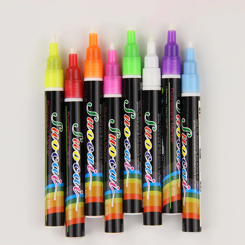 

1PC Reversible Tip Highlighter Fluorescent Liquid Chalk Marker Pen for LED Writing Fluorescent Board Liquid Chalk