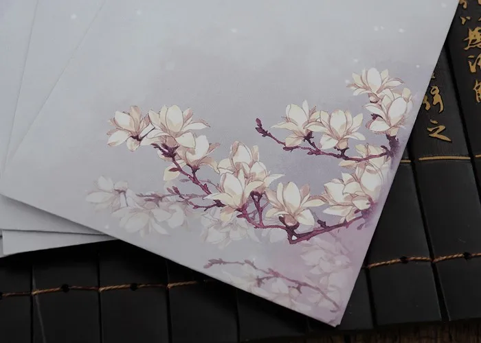 Китайский стиль классическая древняя Живописи Тушью Цветок бумага конверт для письма для подарка поздравительная открытка карты хранения