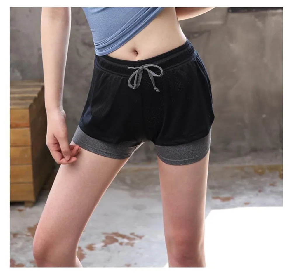 Fake 2pcs Women Sport Fitness Yoga Shorts 2017 Athletic Shorts Gym Trunks Ladies Sports Running Short Fitness Trunk Jogging (4)