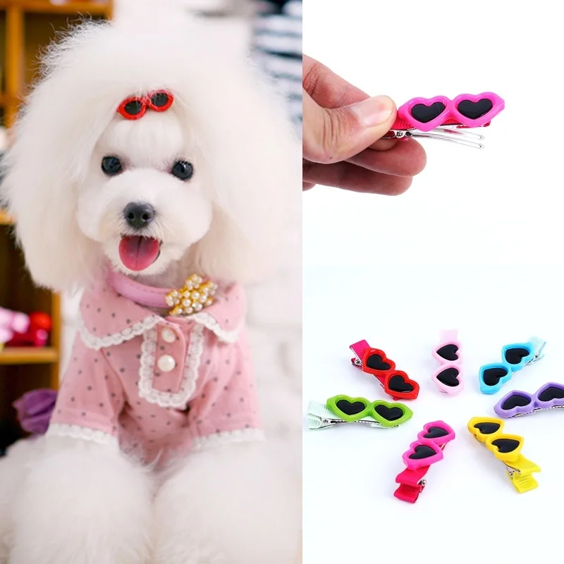 Buy 8 pcs Fashion Pet Dog Hair Bows Clips Love Style