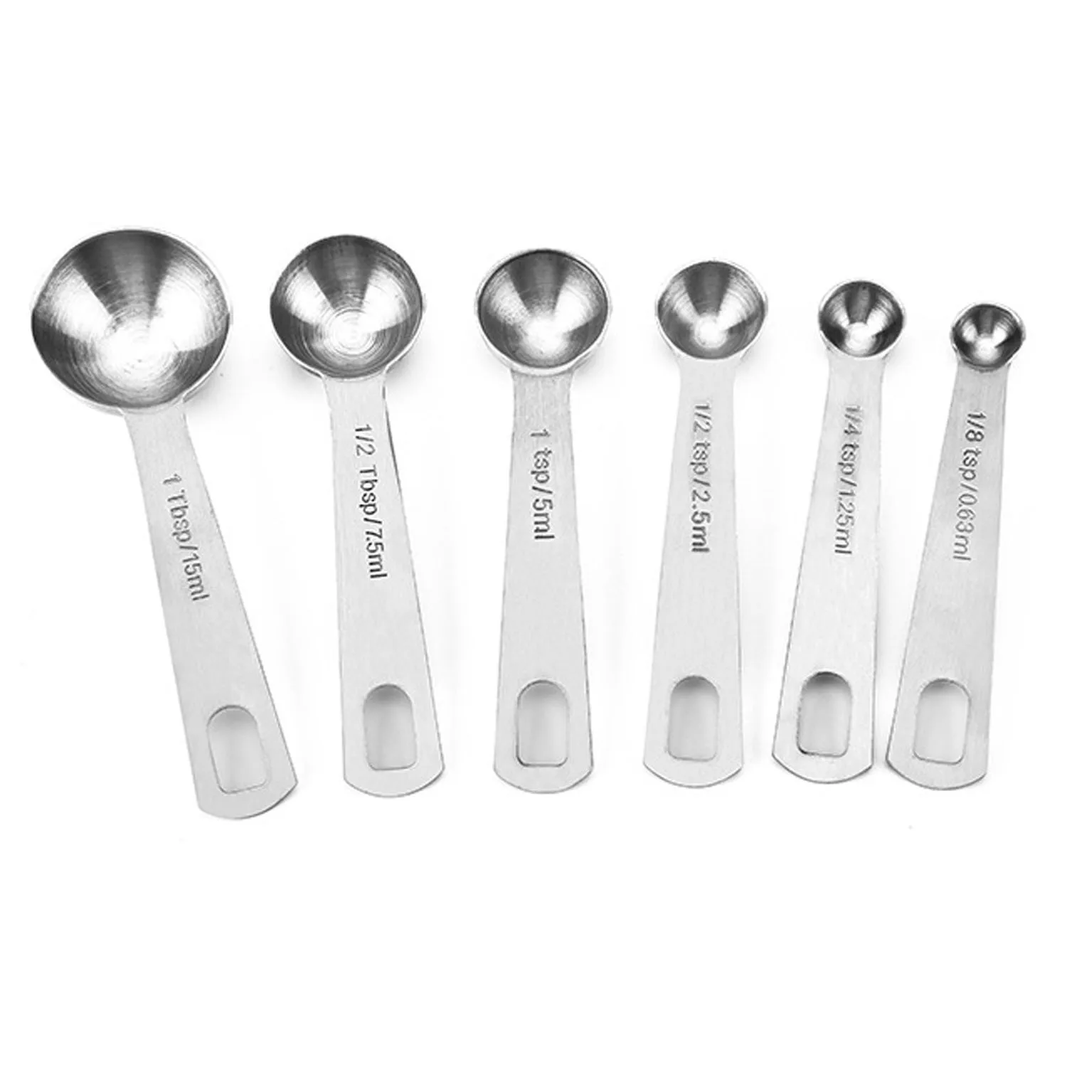Behogar 6 PCS Stainless Steel Measuring Scoop Spoon Set with Scale Value for Cooking Baking 0.63ml 1.25ml 2.5ml 5ml 7.5 ml 15ml - Image 2
